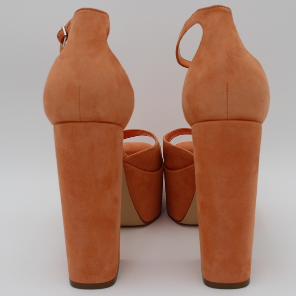 Marc Fisher Ankle Strap Platform Sandal (Women) Orange Suede 8.5m - Picture 4 of 9